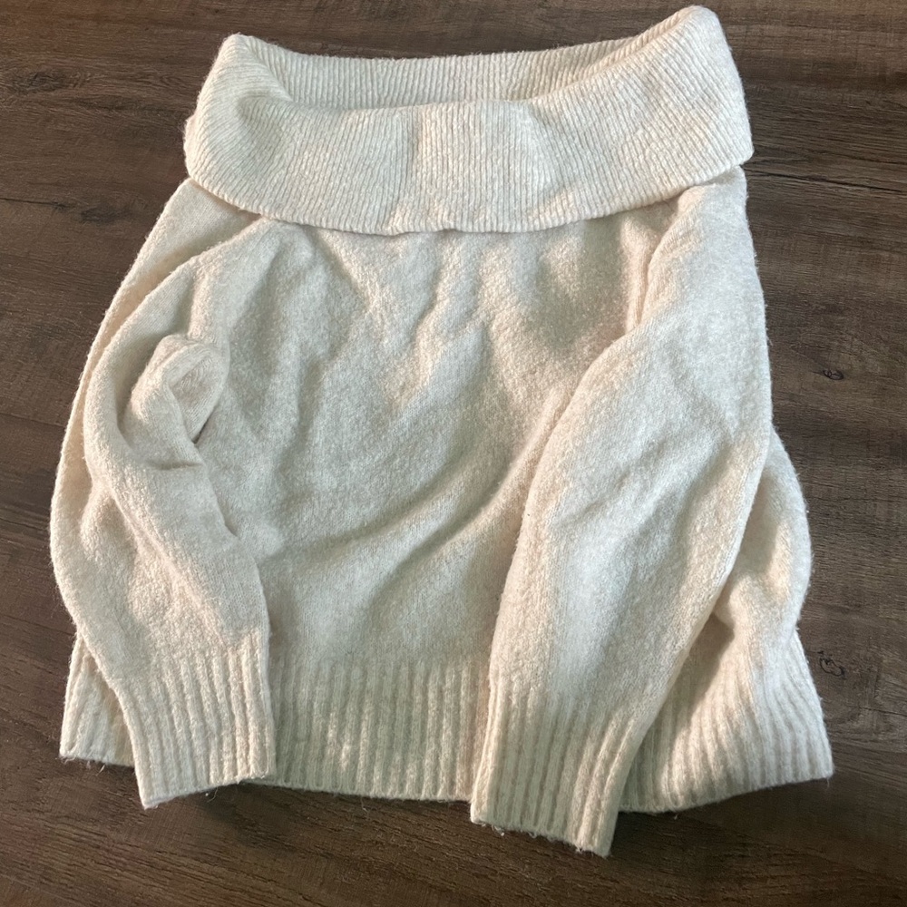 H&M Off the Shoulder Cream Sweater